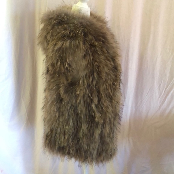 SOLD Hooded Knitted Fin Raccoon Vest - Picture 3 of 4